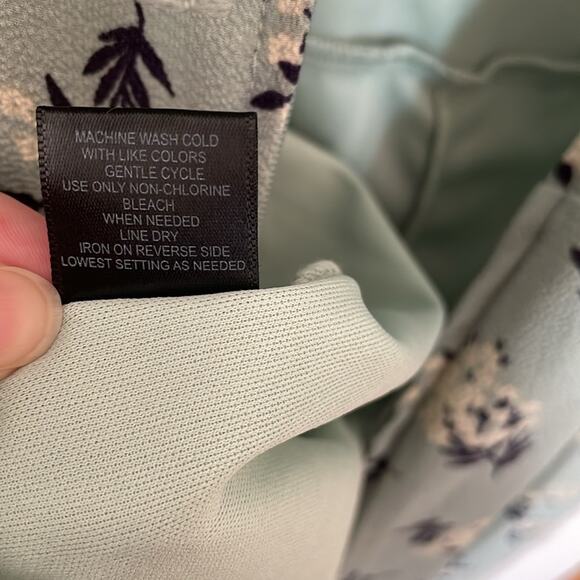 Trixxi Women Medium Jumpsuit Floral Wide Ankle Ruffled Neckline Mint Green Beige - Picture 6 of 9